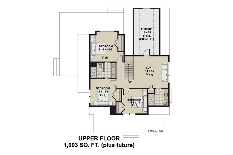 Home Plan - Floor Plan - Upper Floor for Farmhouse House Plan #51-1271 - 4 bed, 3.5 bath