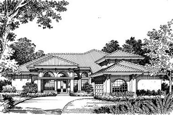Exterior - Other Elevation 1 for Mediterranean House Plan #417-343 - 4 bed, 3 bath