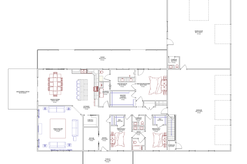 House Blueprint - Photo 9 for Barndominium House Plan #1109-27 - 3 bed, 2.5 bath