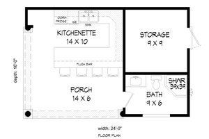 Floor Plan - Main Floor for Traditional House Plan #932-315, 1 bath