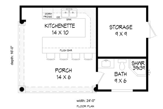Floor Plan - Main Floor for Traditional House Plan #932-315, 1 bath