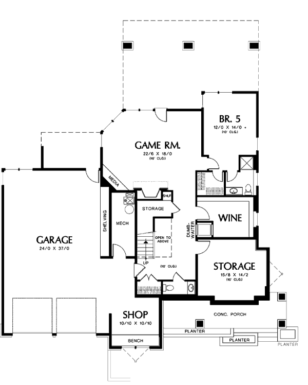 Architectural House Design - Prairie Floor Plan - Lower Floor Plan #48-355