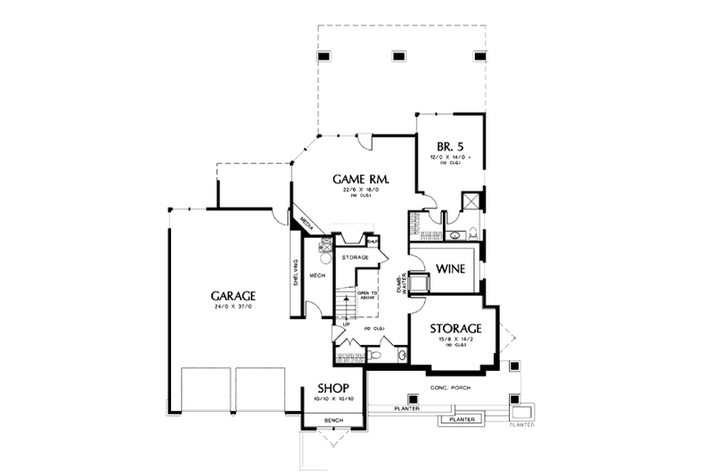 Home Plan - Floor Plan - Lower Floor for Prairie House Plan #48-355 - 5 bed, 3.5 bath