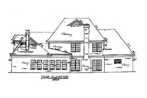 Exterior - Rear Elevation for Southern House Plan #34-138 - 4 bed, 3.5 bath