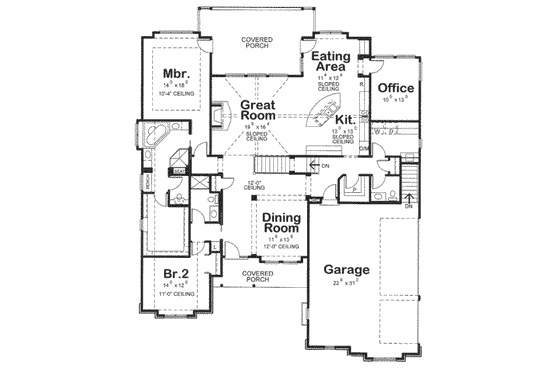 Floor Plan - Main Floor for European House Plan #20-1821 - 2 bed, 3 bath