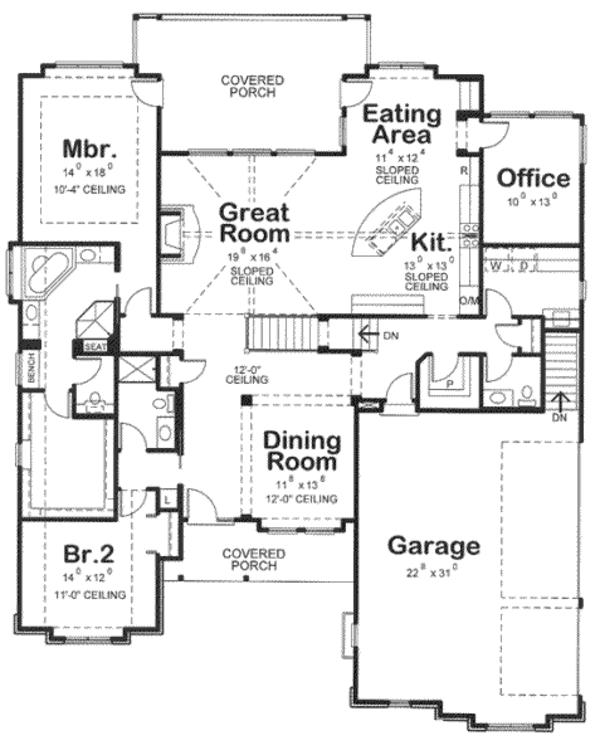 House Plan Design - European Floor Plan - Main Floor Plan #20-1821