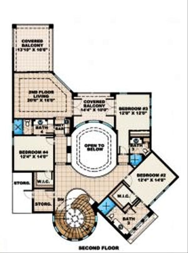 Mediterranean Floor Plan - Upper Floor Plan #27-390
