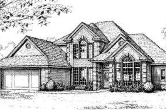 Exterior - Front Elevation for European House Plan #310-123 - 4 bed, 3.5 bath