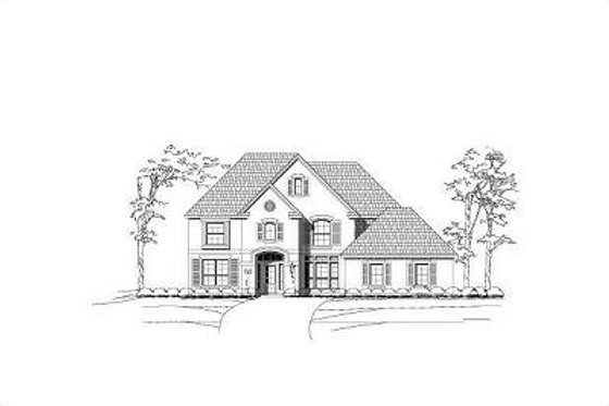 Exterior - Front Elevation for European House Plan #411-376 - 4 bed, 3.5 bath