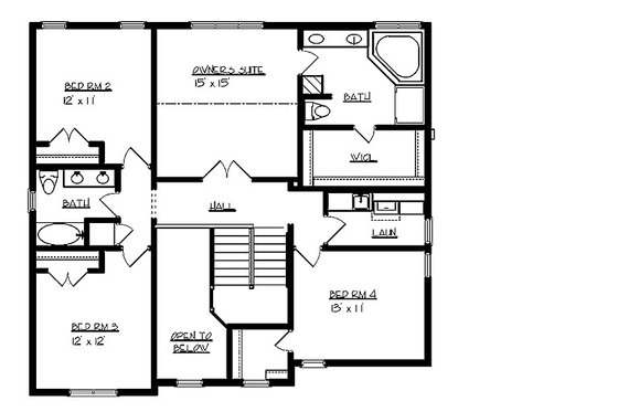 Floor Plan - Upper Floor for Traditional House Plan #320-498 - 4 bed, 2.5 bath