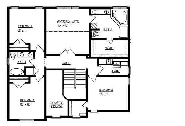 House Design - Traditional Floor Plan - Upper Floor Plan #320-498