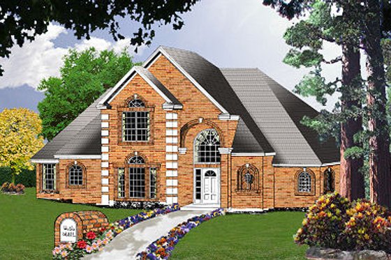 Exterior - Front Elevation for European House Plan #40-387 - 3 bed, 2.5 bath
