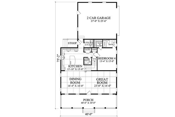 Floor Plan - Main Floor for Colonial House Plan #137-291 - 4 bed, 3.5 bath