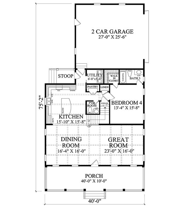 Home Plan - Colonial Floor Plan - Main Floor Plan #137-291