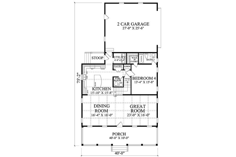 Architectural House Design - Floor Plan - Main Floor for Colonial House Plan #137-291 - 4 bed, 3.5 bath
