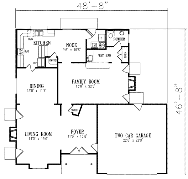 Home Plan - European Floor Plan - Main Floor Plan #1-579