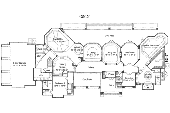 Floor Plan - Main Floor for European House Plan #135-106 - 4 bed, 5 bath