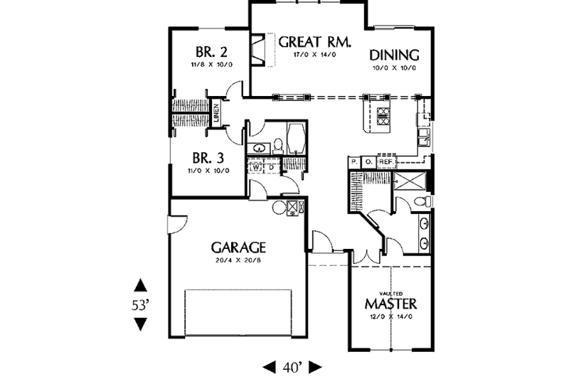 Home Plan - Floor Plan - Main Floor for Traditional House Plan #48-270 - 3 bed, 2 bath