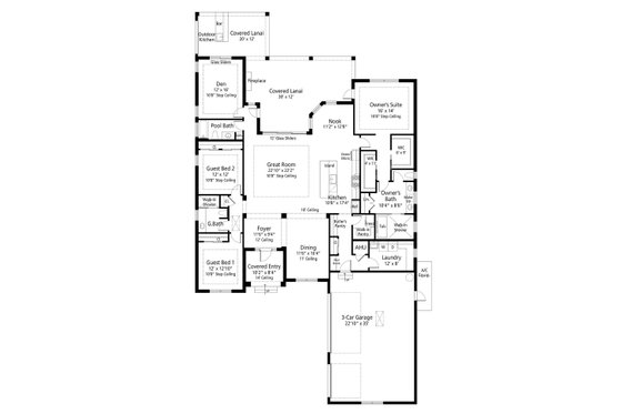 Floor Plan - Main Floor for Ranch House Plan #938-114 - 3 bed, 3 bath