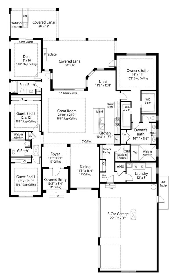 House Blueprint - Ranch Floor Plan - Main Floor Plan #938-114