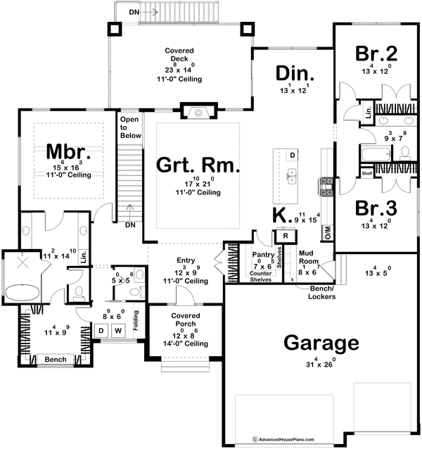 Architectural House Design - Prairie Floor Plan - Main Floor Plan #455-335