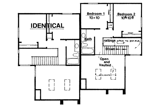 Floor Plan - Upper Floor for Contemporary House Plan #303-226 - 2 bed, 2.5 bath