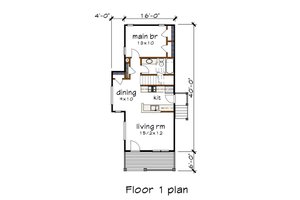 Floor Plan - Main Floor for Cottage House Plan #79-152 - 3 bed, 2 bath