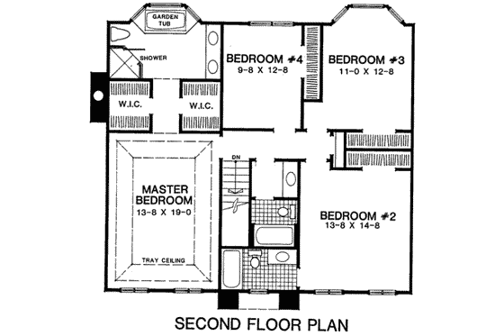 Floor Plan - Upper Floor for European House Plan #322-127 - 4 bed, 3.5 bath