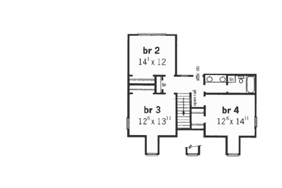 Floor Plan - Upper Floor for Country House Plan #16-215 - 4 bed, 2.5 bath