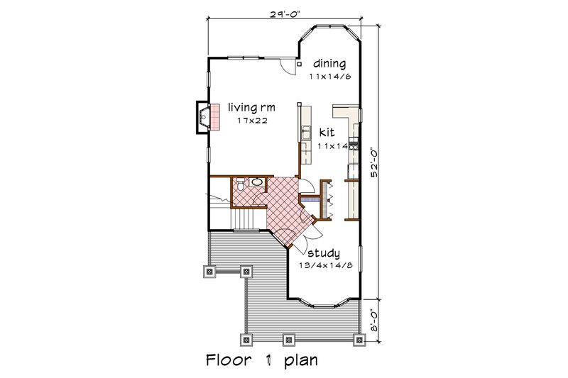 Architectural House Design - Floor Plan - Main Floor for Craftsman House Plan #79-262 - 3 bed, 2.5 bath