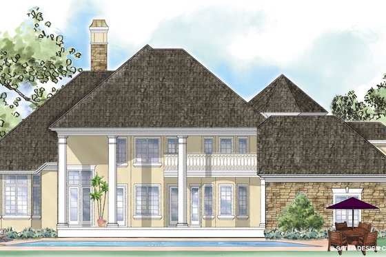 Exterior - Rear Elevation for Classical House Plan #930-269 - 4 bed, 3.5 bath