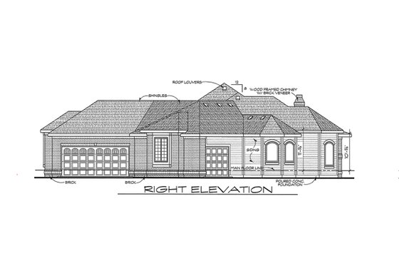 Exterior - Other Elevation 1 for European House Plan #20-1843 - 4 bed, 3 bath