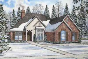 Exterior - Front Elevation 3 for European House Plan #17-2127 - 3 bed, 2 bath