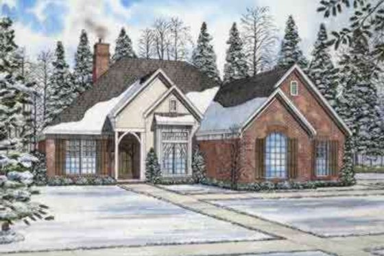Exterior - Front Elevation 3 for European House Plan #17-2127 - 3 bed, 2 bath