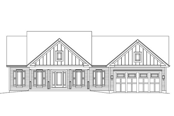 Exterior - Front Elevation 3 for Ranch House Plan #57-639 - 3 bed, 2 bath