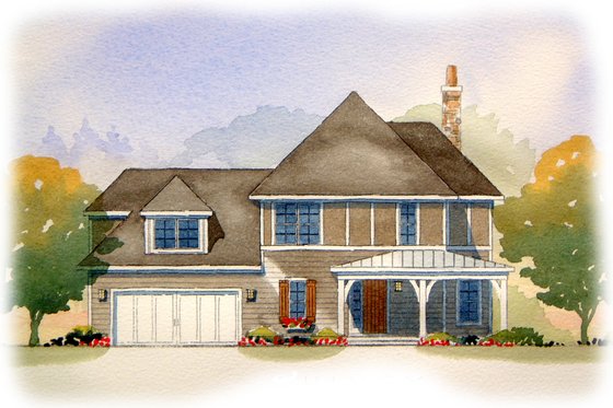 Exterior - Front Elevation for Country House Plan #901-83 - 3 bed, 2.5 bath