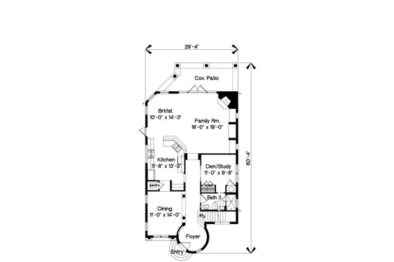Floor Plan - Main Floor for Mediterranean House Plan #135-179 - 4 bed, 3 bath