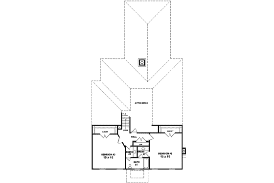 Floor Plan - Upper Floor for Colonial House Plan #81-438 - 3 bed, 2.5 bath