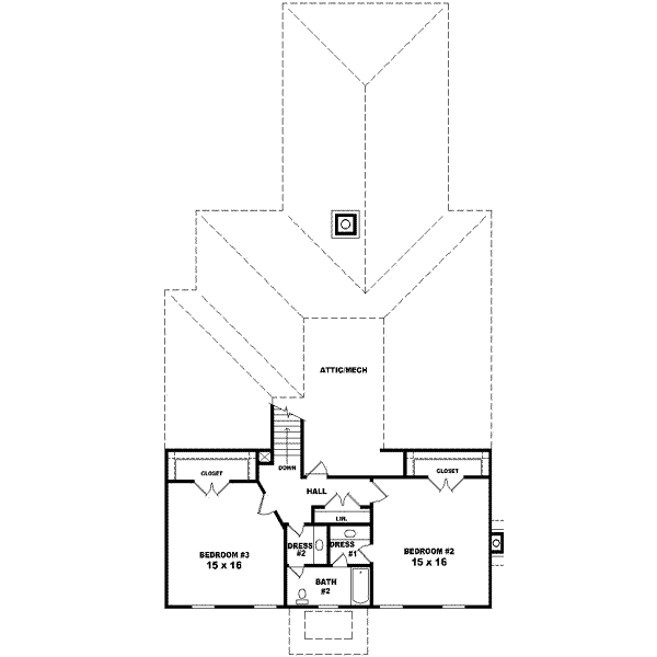Colonial Floor Plan - Upper Floor Plan #81-438