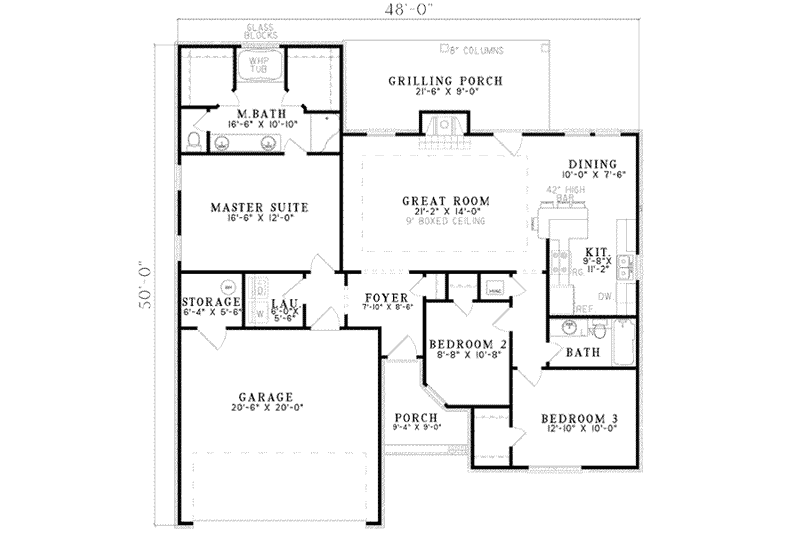 Architectural House Design - Floor Plan - Main Floor for Colonial House Plan #17-2126 - 3 bed, 2 bath