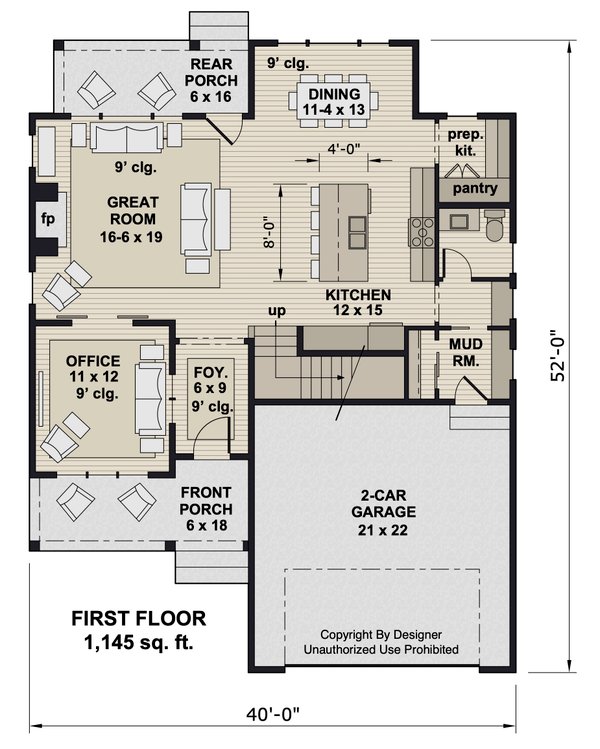 Home Plan - Farmhouse Floor Plan - Main Floor Plan #51-1369