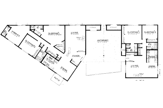 Floor Plan - Main Floor for Contemporary House Plan #303-143 - 2 bed, 2.5 bath