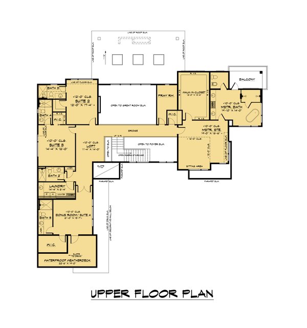 Contemporary Floor Plan - Upper Floor Plan #1066-193