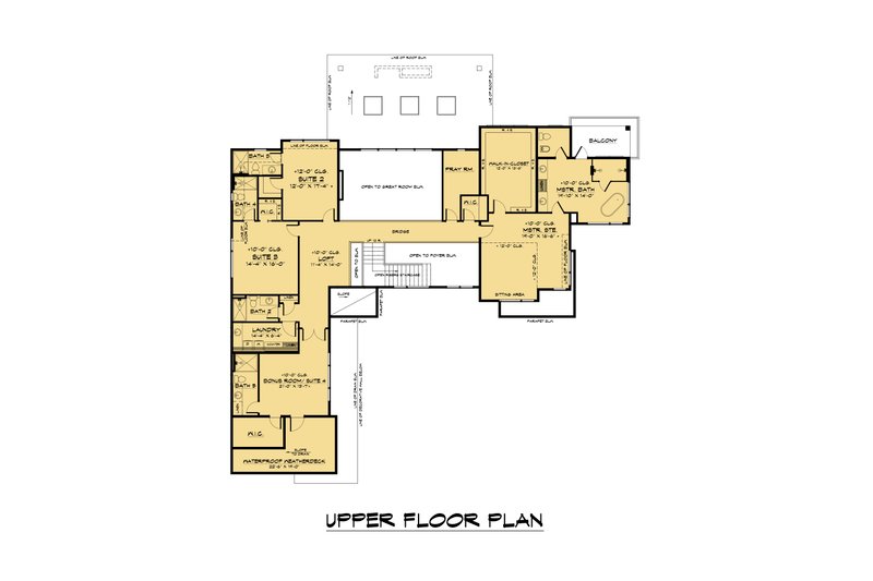 Architectural House Design - Floor Plan - Upper Floor for Contemporary House Plan #1066-193 - 5 bed, 6.5 bath