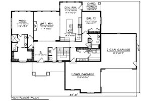 Floor Plan - Main Floor for Ranch House Plan #70-1462 - 2 bed, 2.5 bath