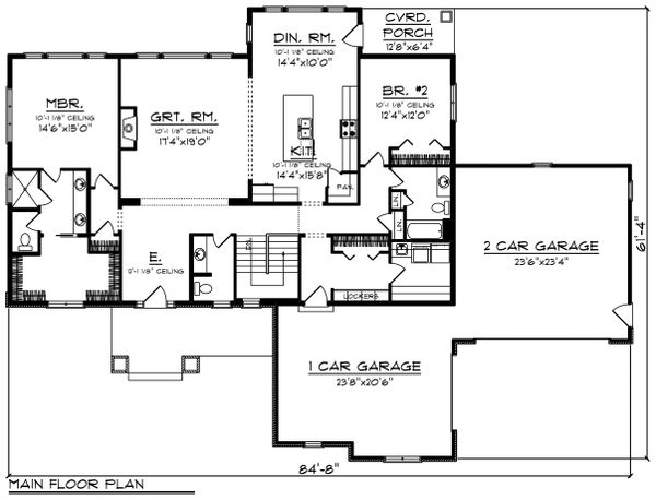 House Plan Design - Ranch Floor Plan - Main Floor Plan #70-1462