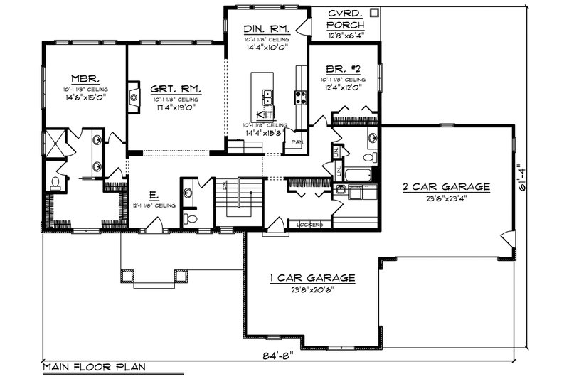 Ranch Style House Plan - 2 Beds 2.5 Baths 2160 Sq/Ft Plan #70-1462 ...