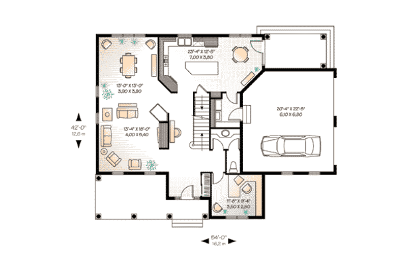 House Blueprint - Floor Plan - Main Floor for Country House Plan #23-395 - 3 bed, 2.5 bath