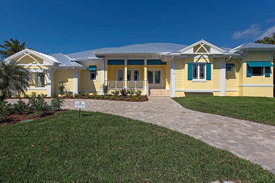 Exterior - Front Elevation for Beach House Plan #548-33 - 3 bed, 4.5 bath