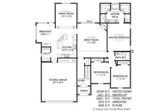 Floor Plan - Main Floor for Traditional House Plan #424-69 - 5 bed, 3 bath